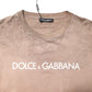 Dolce & Gabbana Beige Tie Dye Logo Print Cropped T-shirt