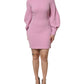 Dolce & Gabbana Pink Polyester Long Sleeves Sheath Mini Dress