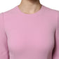 Dolce & Gabbana Pink Polyester Long Sleeves Sheath Mini Dress