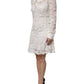 Dolce & Gabbana White Floral Lace Long Sleeves A-line Dress