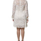 Dolce & Gabbana White Floral Lace Long Sleeves A-line Dress