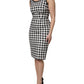 Dolce & Gabbana White Black Checkered Sleeveless Sheath Dress
