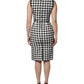 Dolce & Gabbana White Black Checkered Sleeveless Sheath Dress