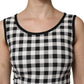 Dolce & Gabbana White Black Checkered Sleeveless Sheath Dress