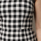 Dolce & Gabbana White Black Checkered Sleeveless Sheath Dress