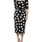 Dolce & Gabbana Black White Polka Dot Sheath Midi Dress