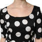 Dolce & Gabbana Black White Polka Dot Sheath Midi Dress