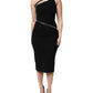 Dolce & Gabbana Black Viscose One Shoulder Zipper Sheath Dress