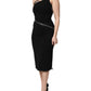 Dolce & Gabbana Black Viscose One Shoulder Zipper Sheath Dress