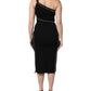 Dolce & Gabbana Black Viscose One Shoulder Zipper Sheath Dress