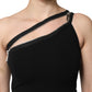 Dolce & Gabbana Black Viscose One Shoulder Zipper Sheath Dress