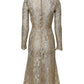 Dolce & Gabbana Gold Floral Lace Long Sleeves Fit & Flare Dress