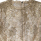 Dolce & Gabbana Gold Floral Lace Long Sleeves Fit & Flare Dress