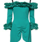 Dolce & Gabbana Green Lace Off Shoulder Sheath Mini Dress