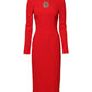 Dolce & Gabbana Red Sacred Heart Long Sleeves Sheath Dress