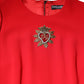Dolce & Gabbana Red Sacred Heart Long Sleeves Sheath Dress