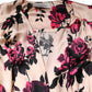 Laneus Pink Floral Silk Long Sleeves V-neck Wrap Mini Dress