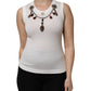 Dolce & Gabbana White Cotton Logo Crystal Detailing Tank Top