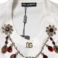 Dolce & Gabbana White Cotton Logo Crystal Detailing Tank Top