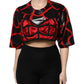 Dolce & Gabbana Red Black Cotton Bustier Detailing Cropped Top