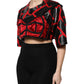 Dolce & Gabbana Red Black Cotton Bustier Detailing Cropped Top