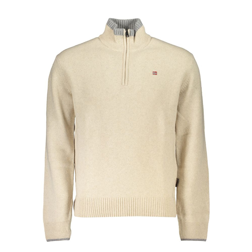 Napapijri Beige Fabric Men Sweater Mens Sweater