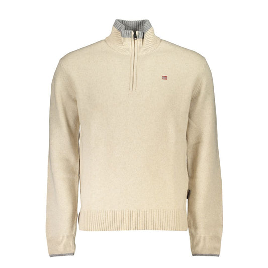 Napapijri Beige Fabric Men Sweater Mens Sweater