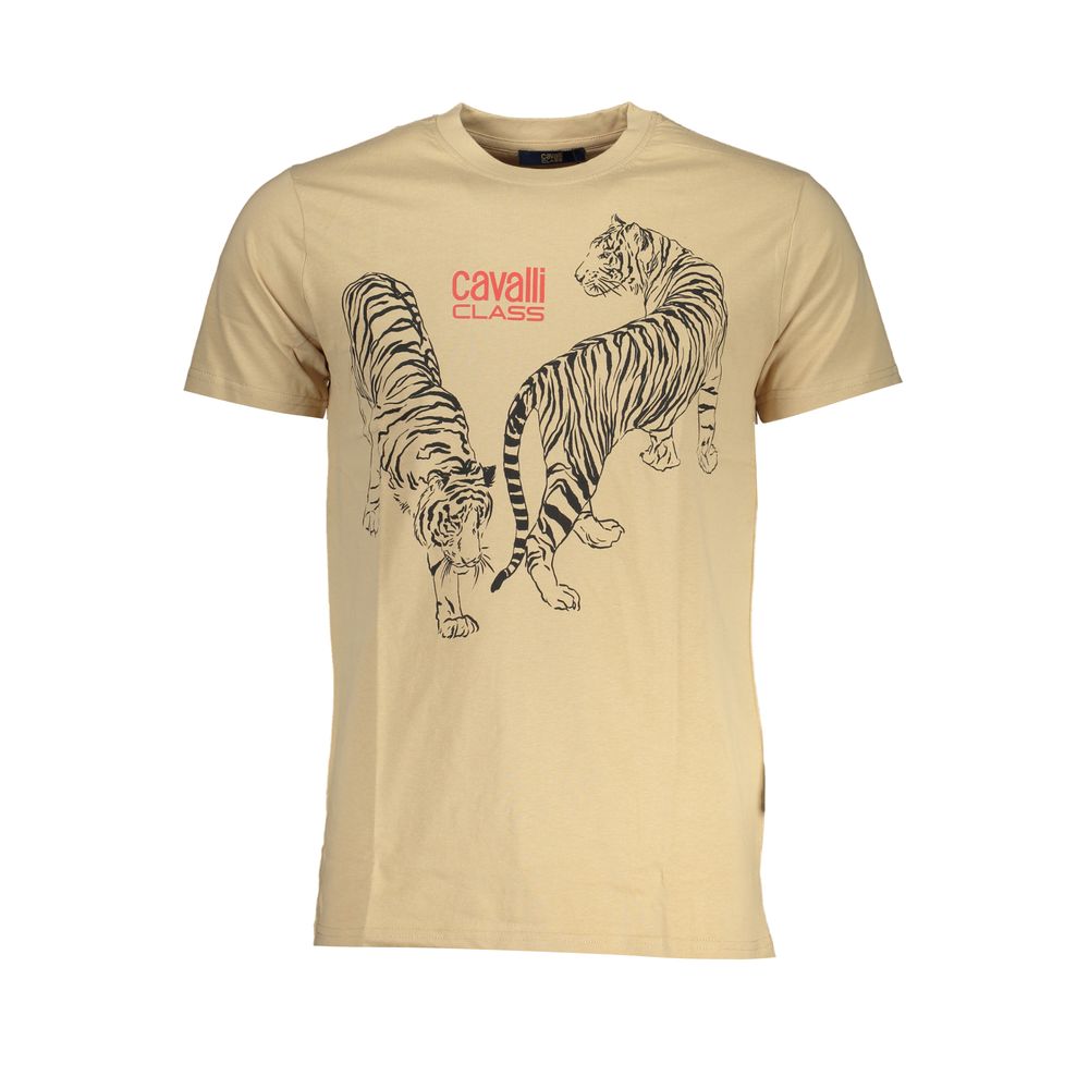 Cavalli Class Beige Cotton T-Shirt Mens T-Shirt