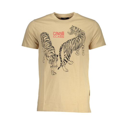 Cavalli Class Beige Cotton T-Shirt Mens T-Shirt