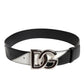 Dolce & Gabbana Black White Leather DG Metal Buckle Belt