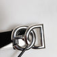 Dolce & Gabbana Black White Leather DG Metal Buckle Belt