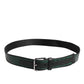 Dolce & Gabbana Green Black Polyester DG Logo Buckle Belt