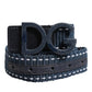 Dolce & Gabbana Blue Cotton Leather DG Logo Metal Buckle Belt