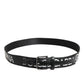 Dolce & Gabbana Black White DG Logo Brass Metal Buckle Belt