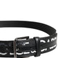 Dolce & Gabbana Black White DG Logo Brass Metal Buckle Belt