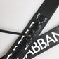 Dolce & Gabbana Black White DG Logo Brass Metal Buckle Belt