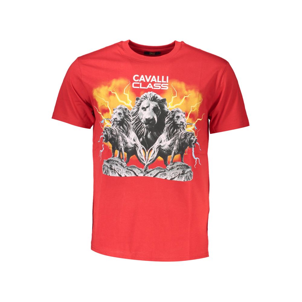 Cavalli Class Red Cotton Men T-Shirt Mens T-Shirt
