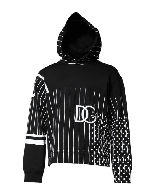 Dolce & Gabbana Black White Stripe Hooded Sweatshirt Sweater Mens Sweater