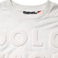 Dolce & Gabbana White Embossed Logo Cotton Crew Neck Sweater