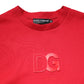 Dolce & Gabbana Red Embossed Logo Cotton Crew Neck Sweater