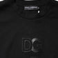 Dolce & Gabbana Black Embossed Logo Cotton Crew Neck Sweater