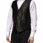 Dolce & Gabbana Black Lurex Dress Formal Men Waistcoat Vest