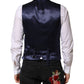 Dolce & Gabbana Dark Blue Logo Wool Formal Men Waistcoat Vest
