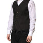 Dolce & Gabbana Black Stripes Wool Formal Men Waistcoat Vest