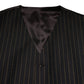 Dolce & Gabbana Black Stripes Wool Formal Men Waistcoat Vest