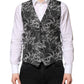 Dolce & Gabbana Black Gray Brocade Formal Men Waistcoat Vest