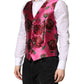 Dolce & Gabbana Pink Floral Satin Formal Men Waistcoat Vest