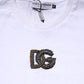Dolce & Gabbana White Logo Embroidery Crew Neck T-shirt