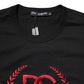 Dolce & Gabbana Black Cotton Embroidered Crew Neck T-shirt