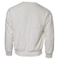 Dolce & Gabbana White Cotton Fleece Crew Neck Sweater